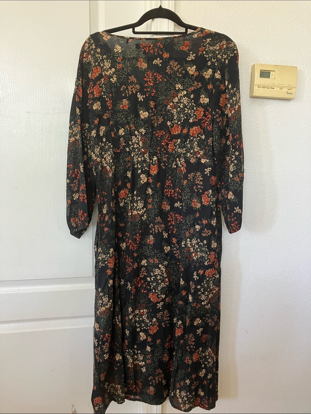 Toad &Co Manzana Button Up Organic Cotton Black Floral Midi Dress Size M - Picture 4 of 11